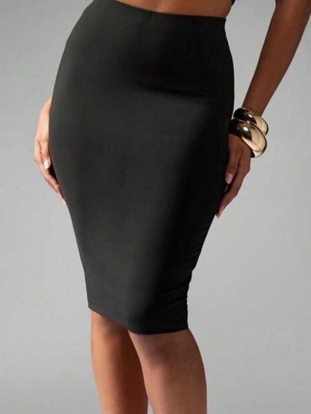 Missguided Black High-Waist Midi Pencil Skirt